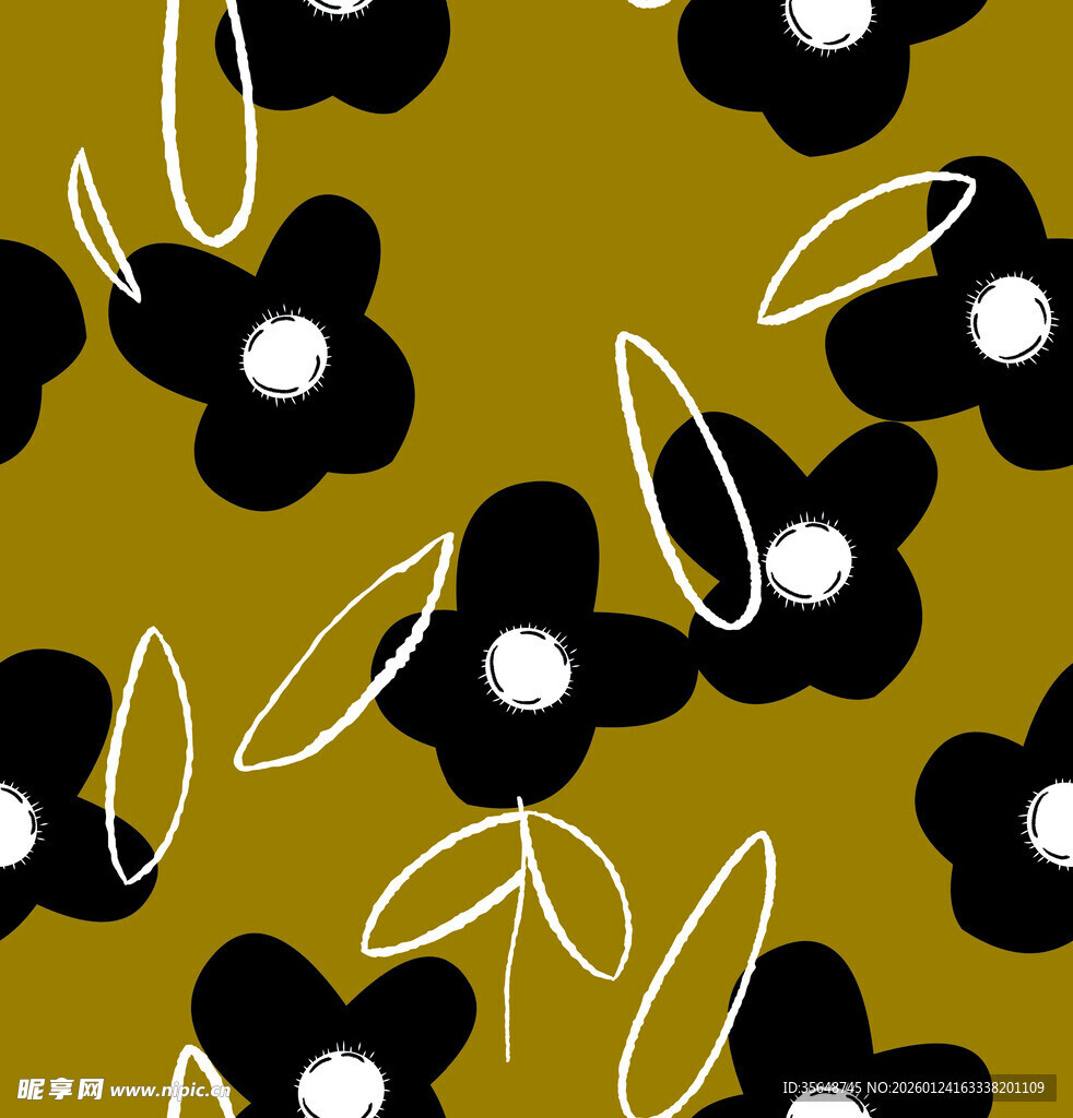 黑白色花朵图案背景