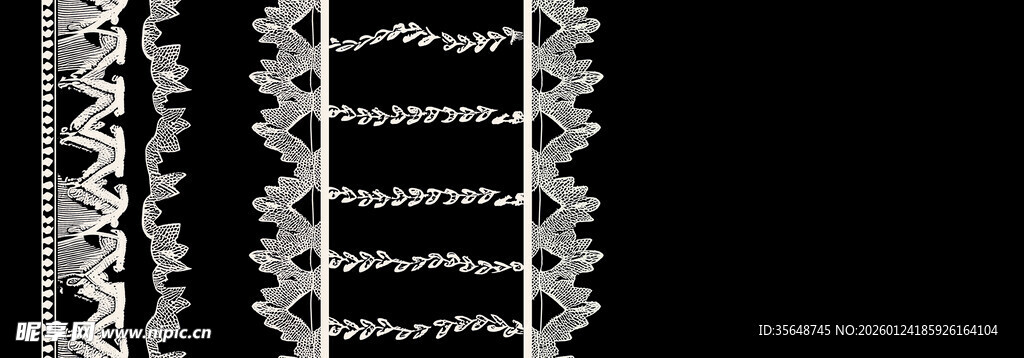 黑白蕾丝花边装饰图案