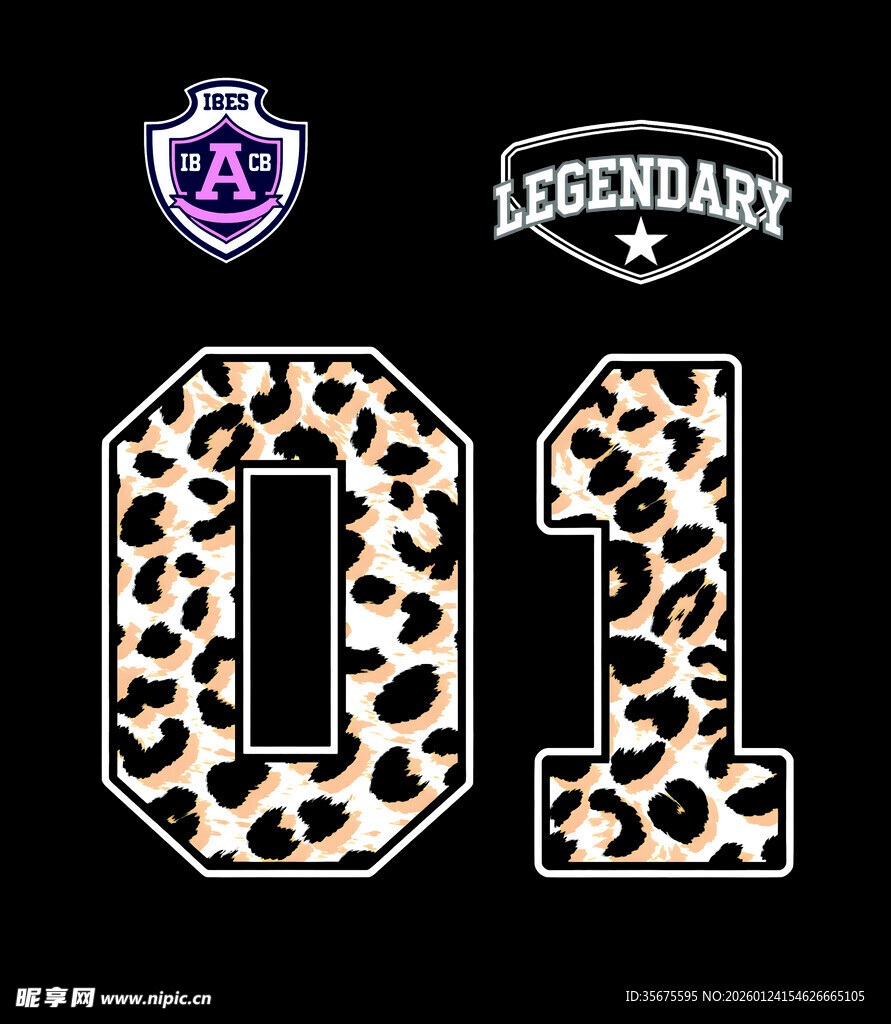 豹纹数字01运动风图案