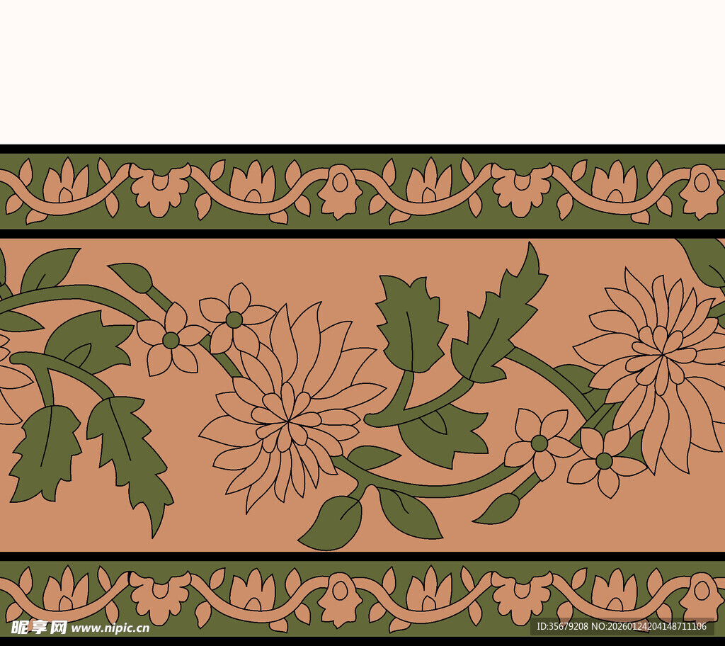 中式花卉边框图案