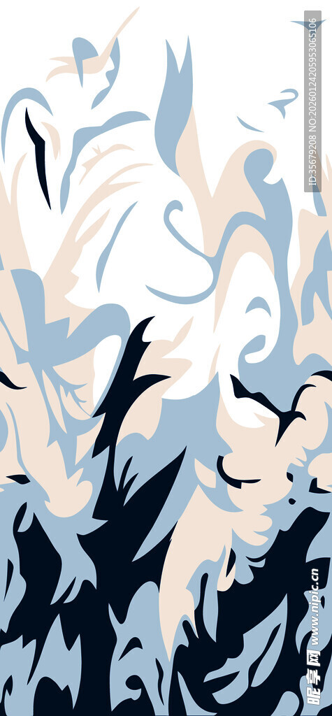 抽象飞鸟与线条艺术画作