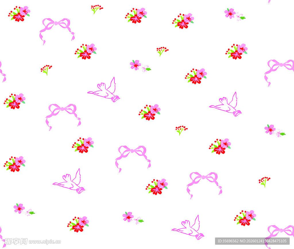 粉色花卉蝴蝶结图案背景