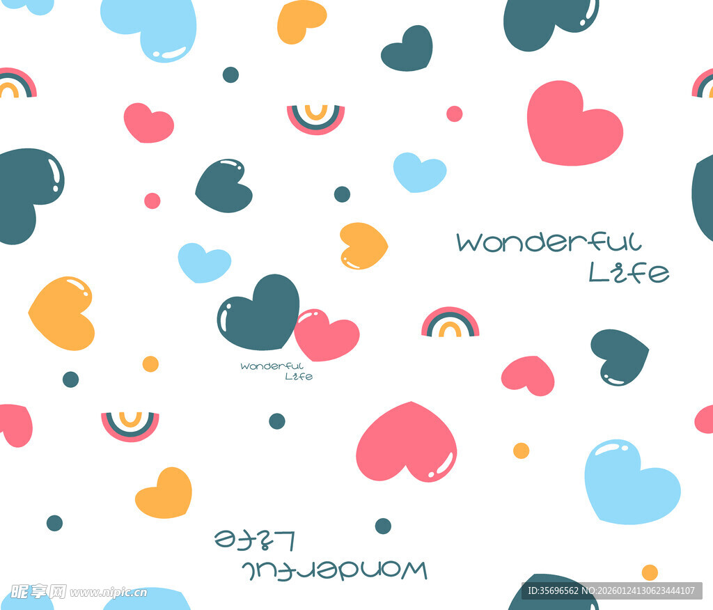 多彩爱心卡通图案背景