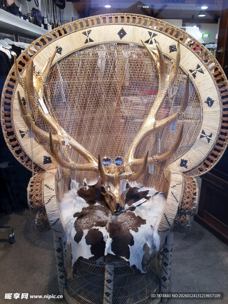 豪华鹿角装饰特色座椅