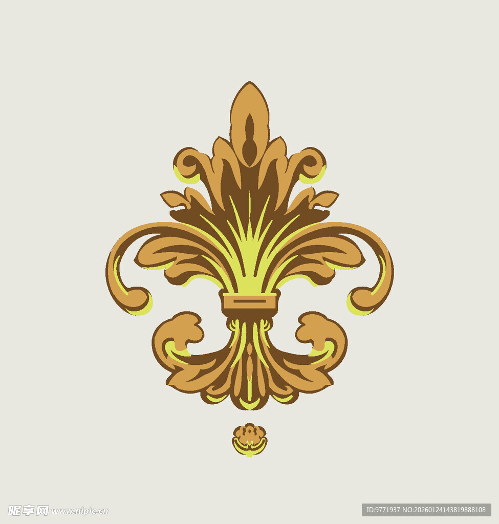 金色复古欧式鸢尾花装饰图案纹样