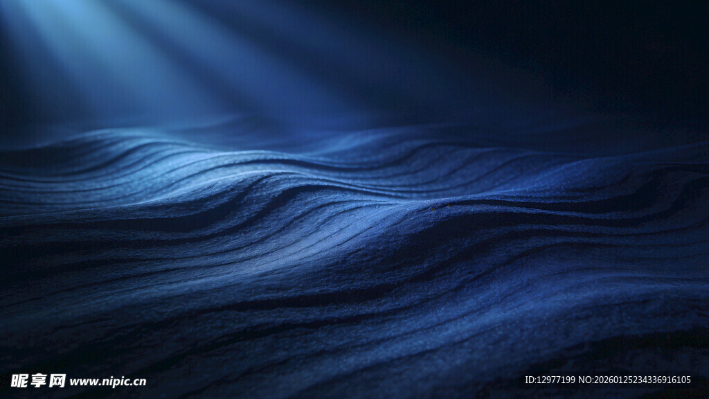 蓝色波浪光影背景图