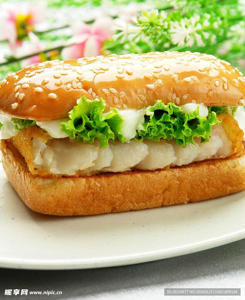 美味鸡肉生菜三明治