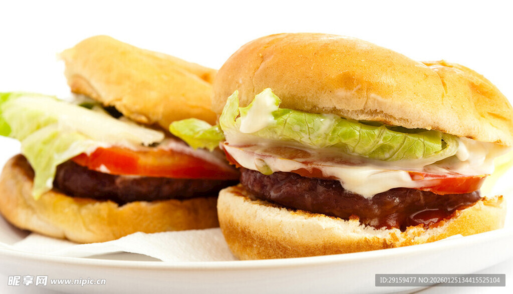 美味双层汉堡诱人呈现