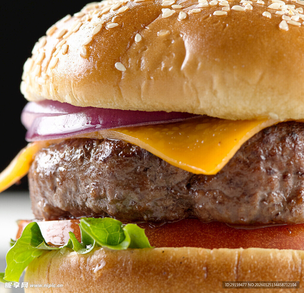 美味芝士牛肉汉堡