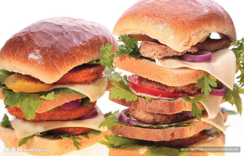 美味多层汉堡诱人呈现