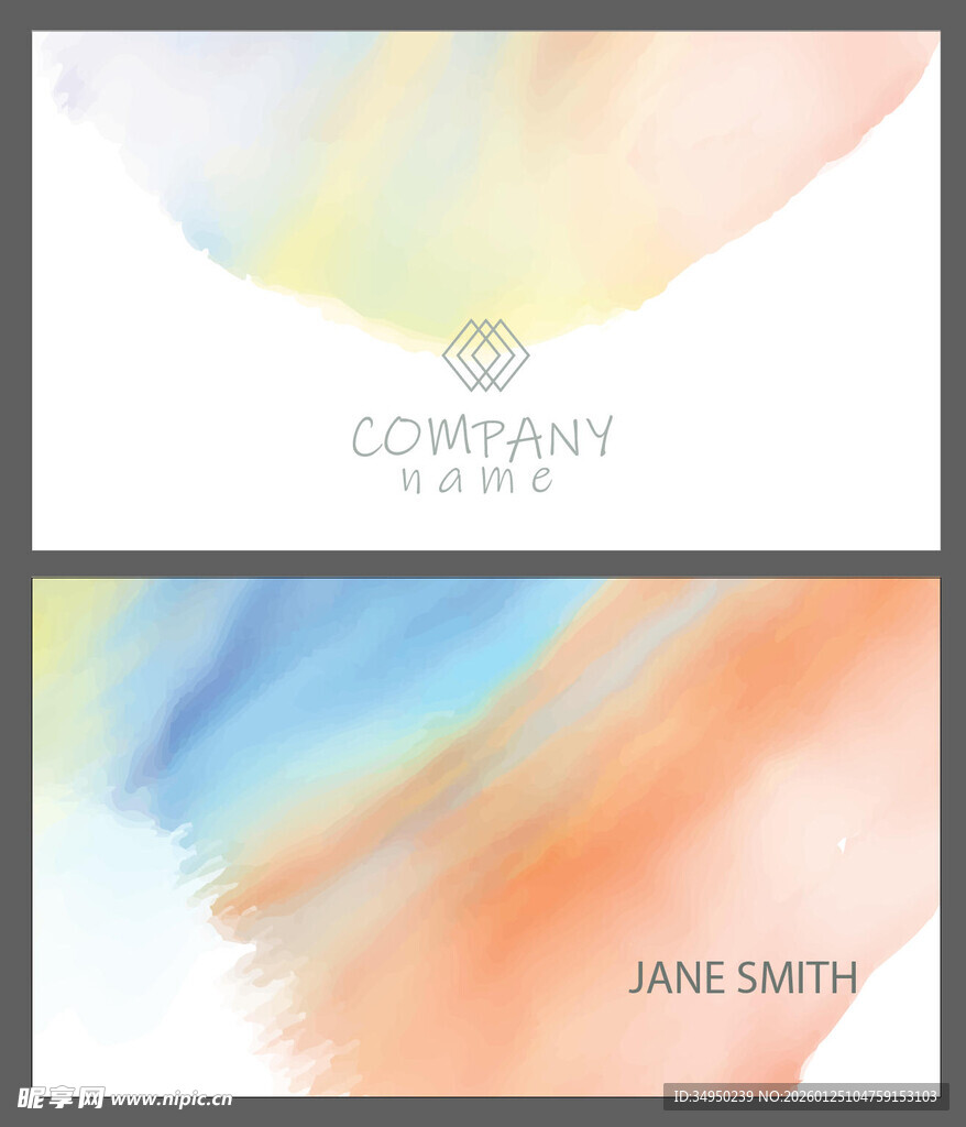 水彩风格名片设计