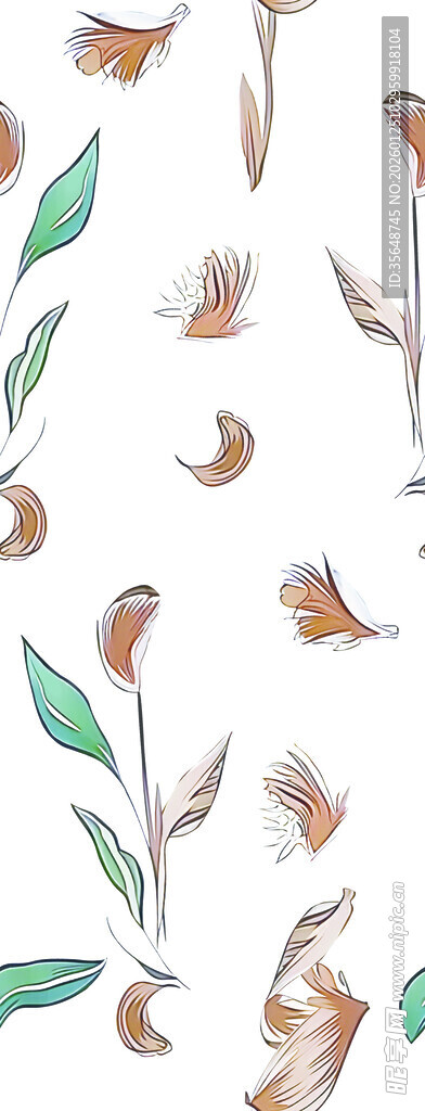 小鸟绿叶水彩插画素材