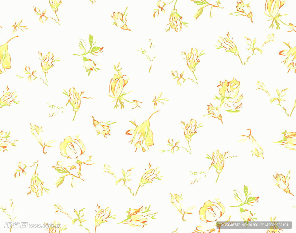 清新黄色小花图案背景