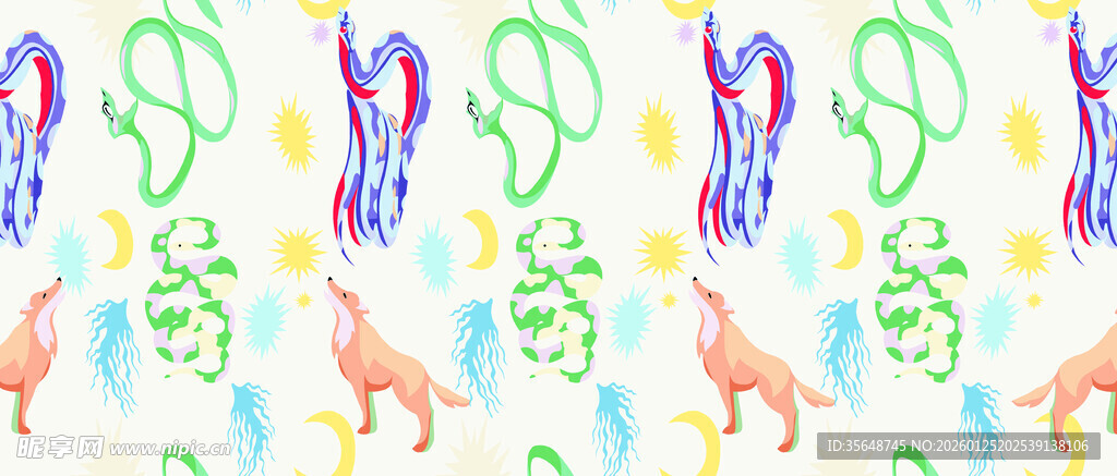 多彩动物字母图案背景