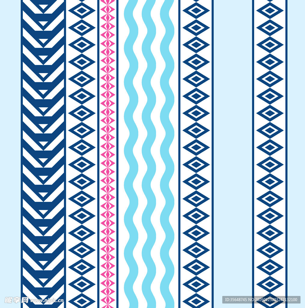 蓝粉几何民族风图案