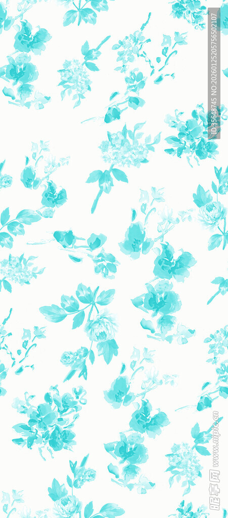 蓝白花卉图案背景