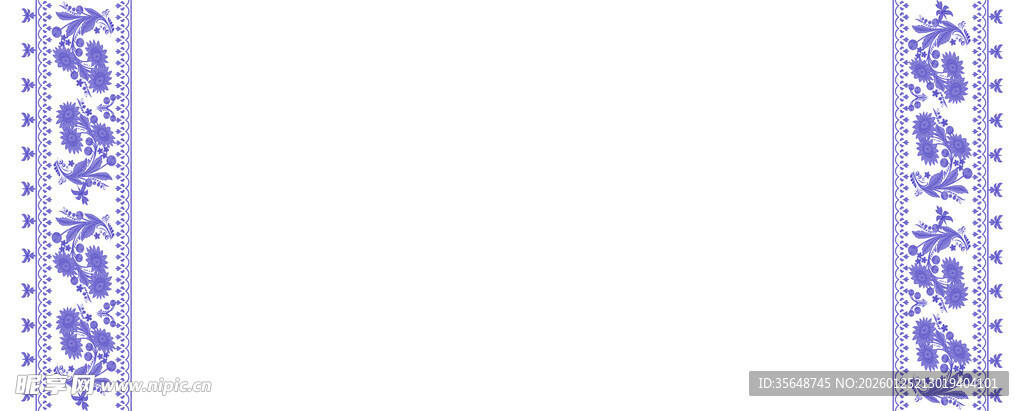蓝紫色花卉边框图案
