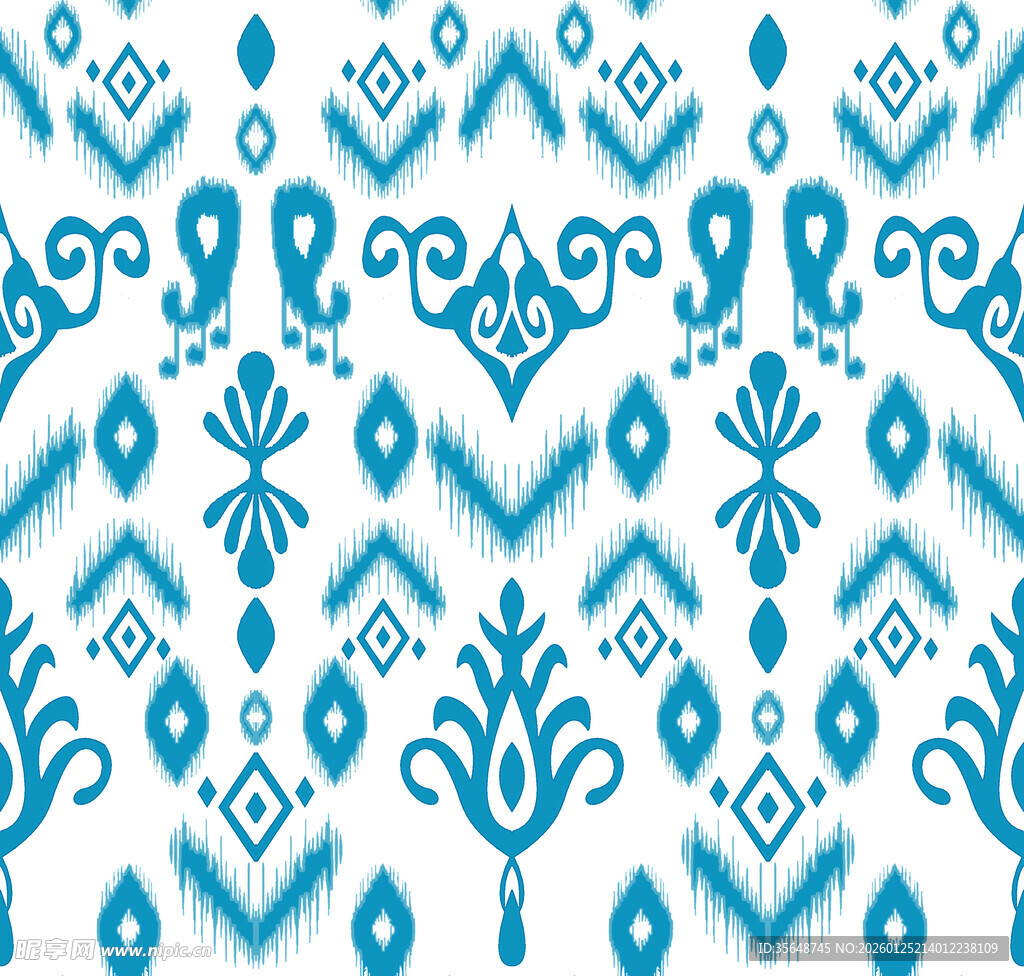 蓝白几何花纹图案设计