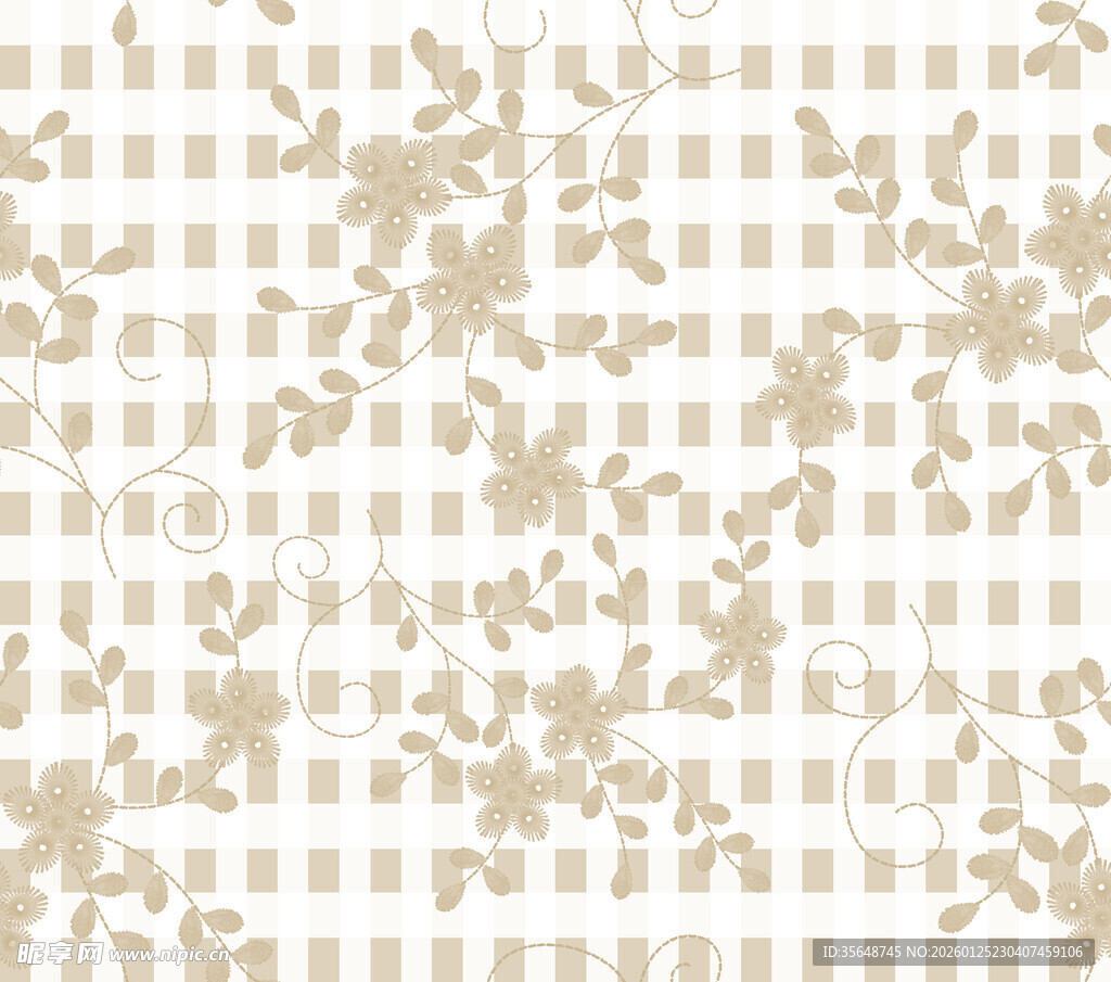 米白色格纹花卉图案背景