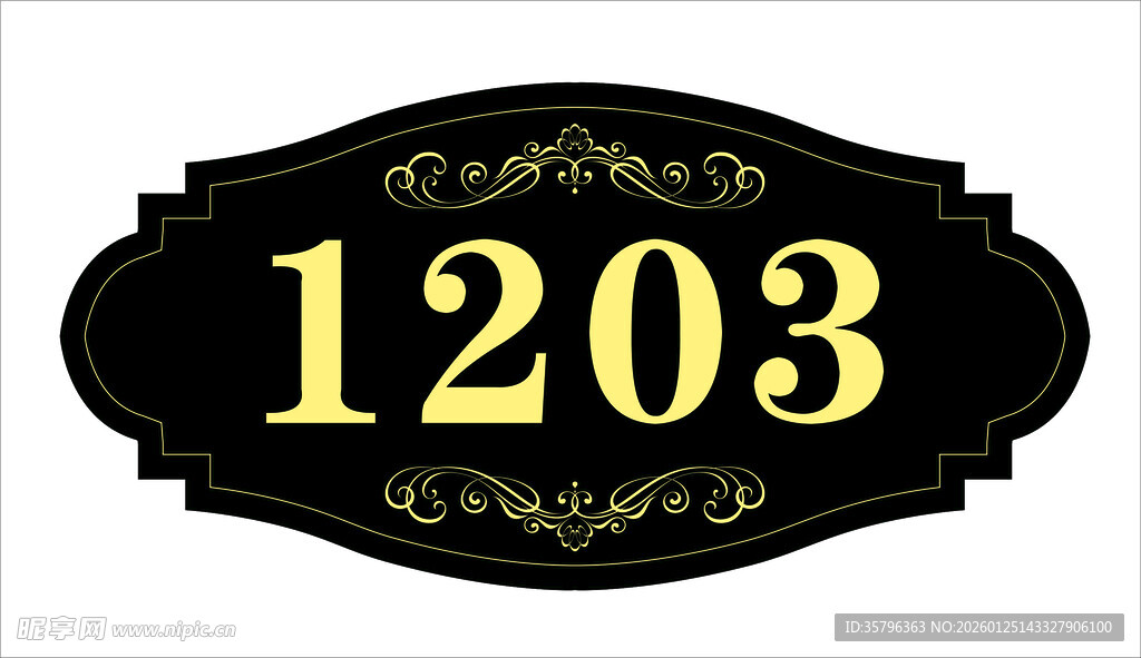 复古风格门牌号1203