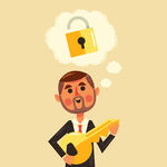 男子手持钥匙思考解锁