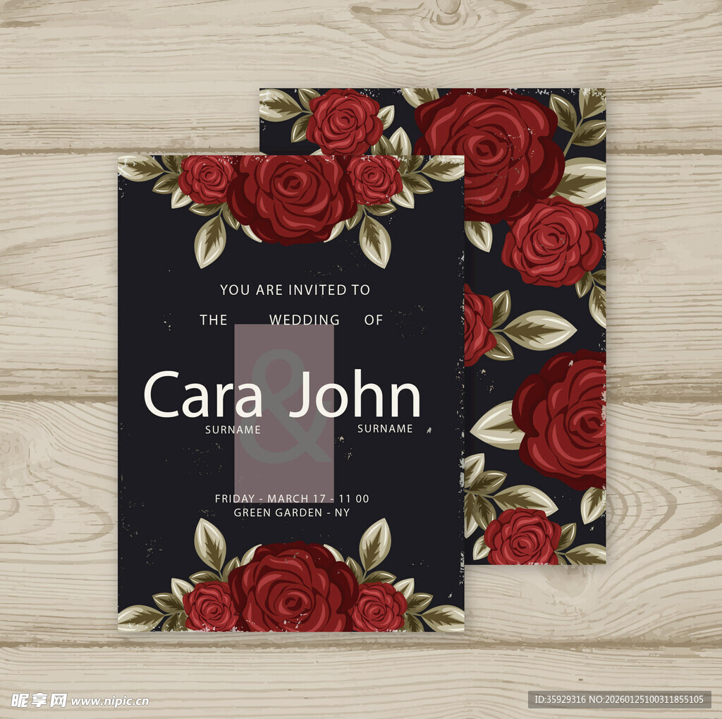 红玫瑰婚礼请柬设计