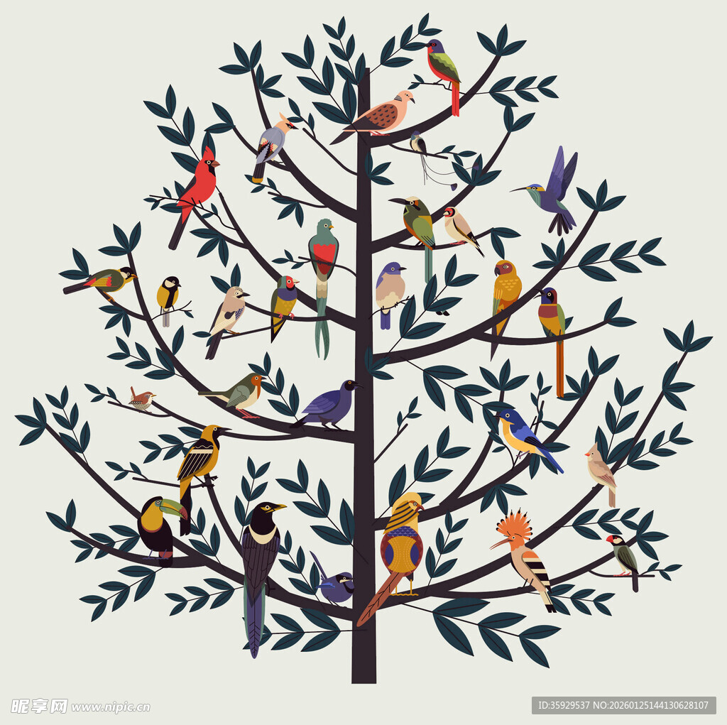 树上群鸟装饰画