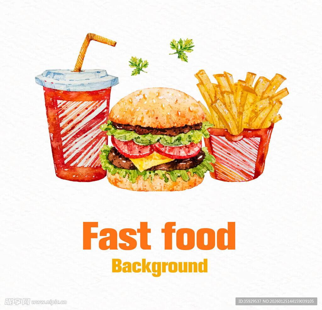 美味快餐组合背景图