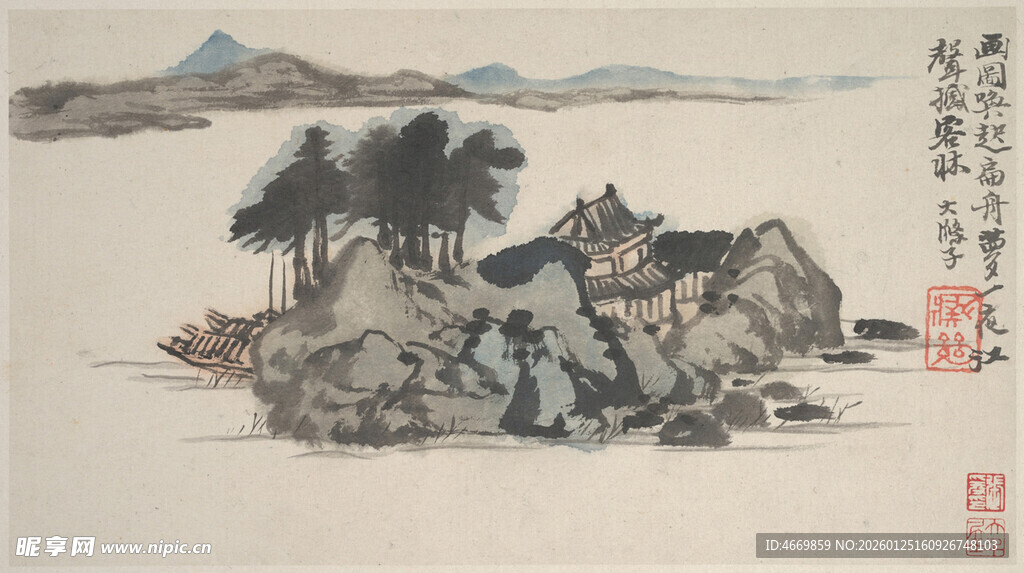 水墨山水间的静谧景致