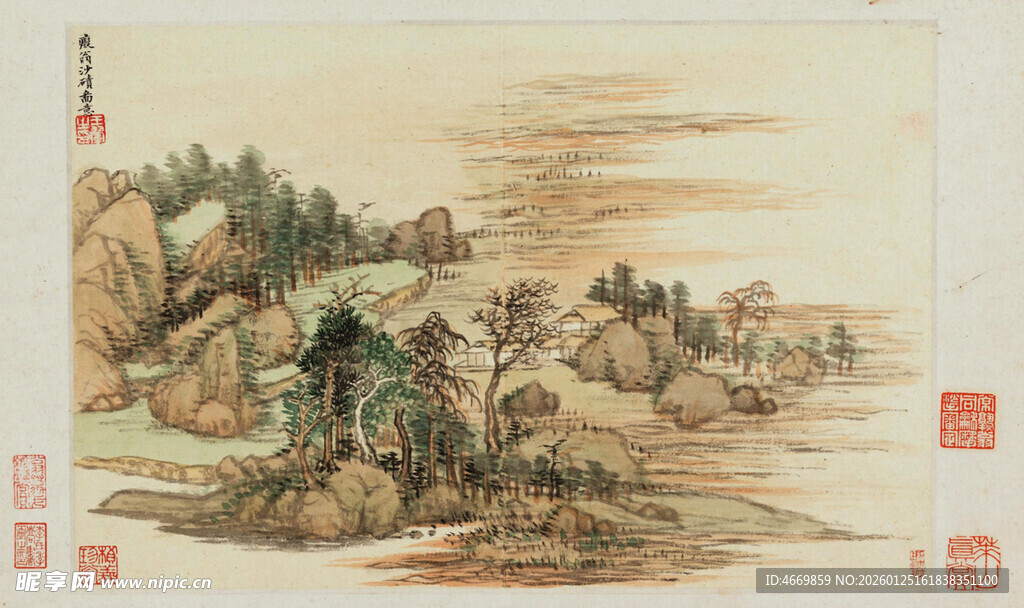 古代山水画卷景