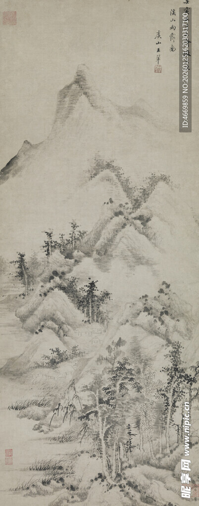 古代山水人物绘画场景