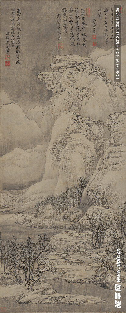 古代山水画卷景