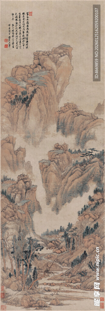 古代山水画卷景