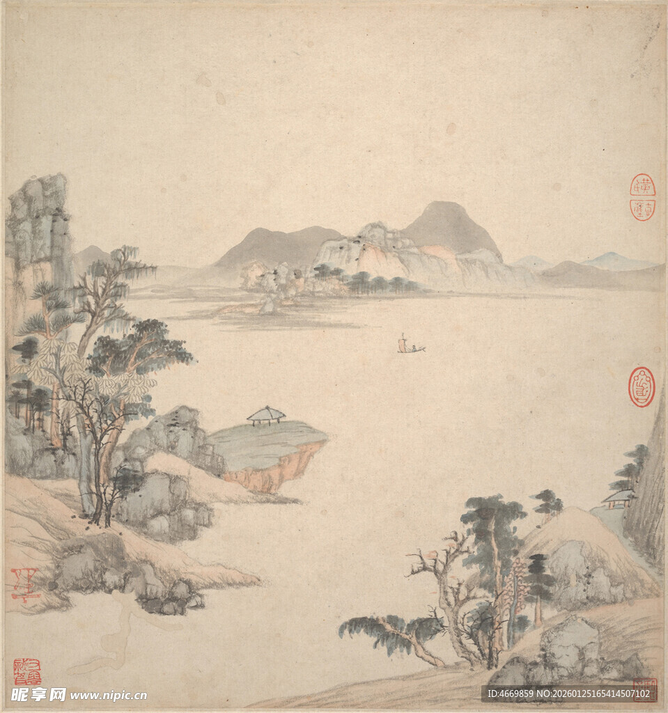 水墨山水古画意境悠远