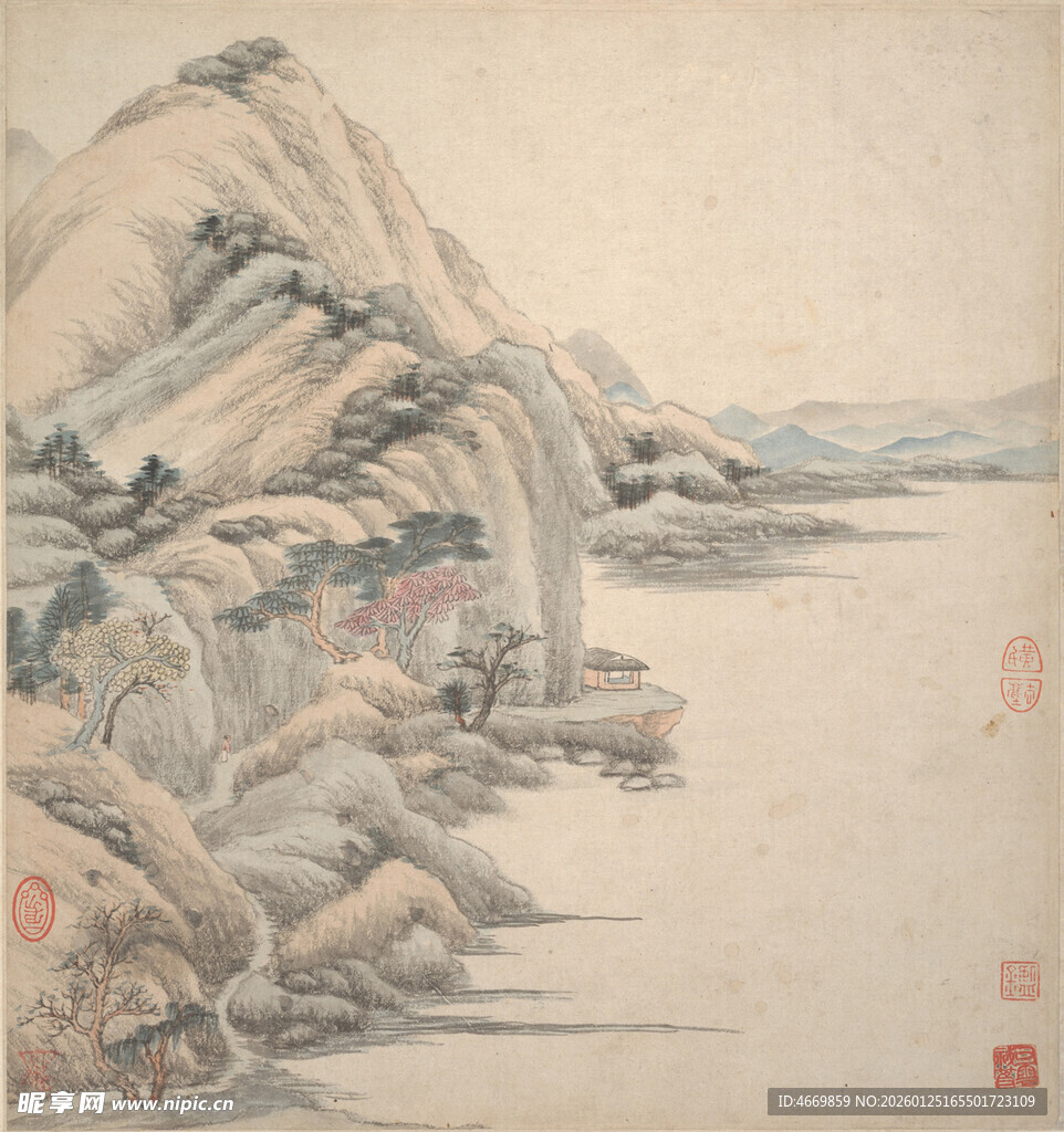 水墨山水国画风景图