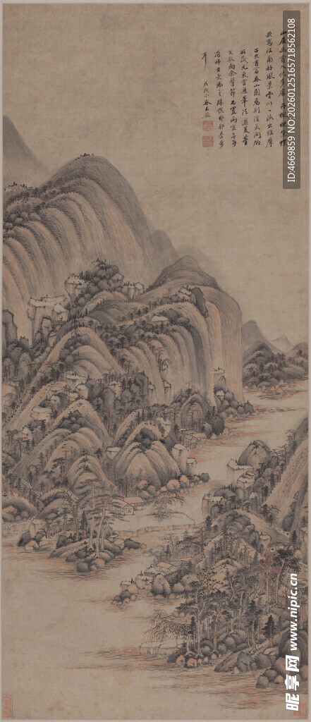 水墨山水国画风景图