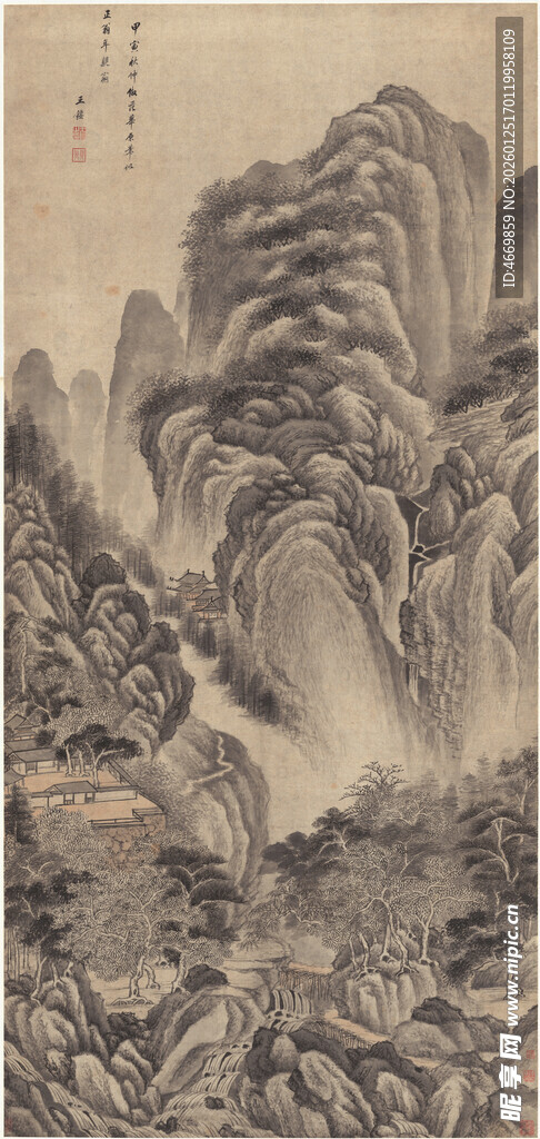 水墨山水国画景色