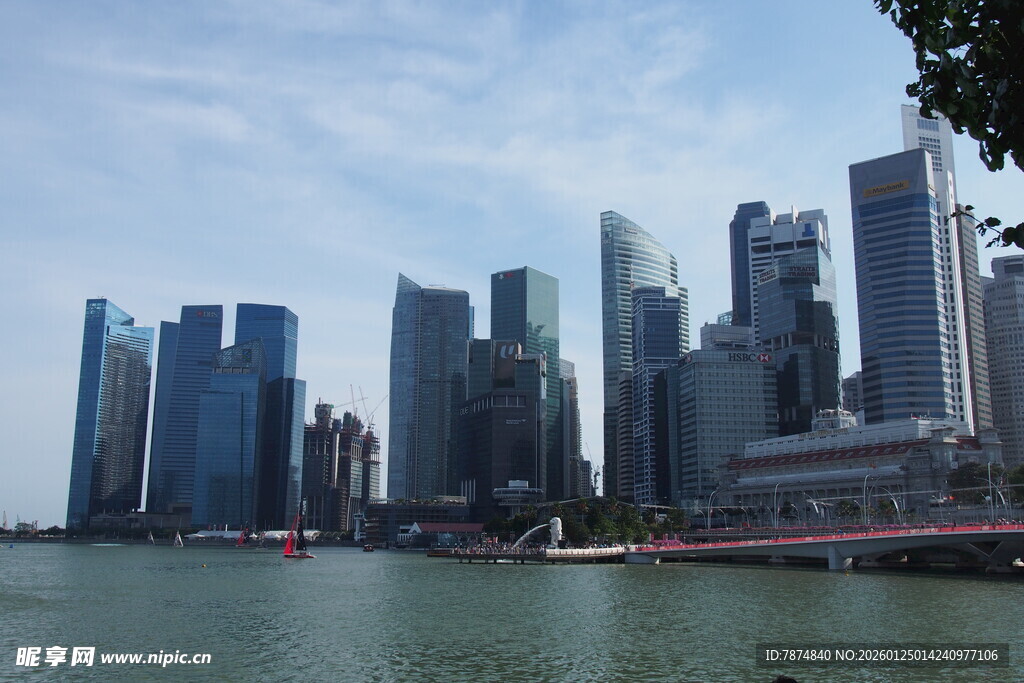 新加坡城市天际线滨水景观