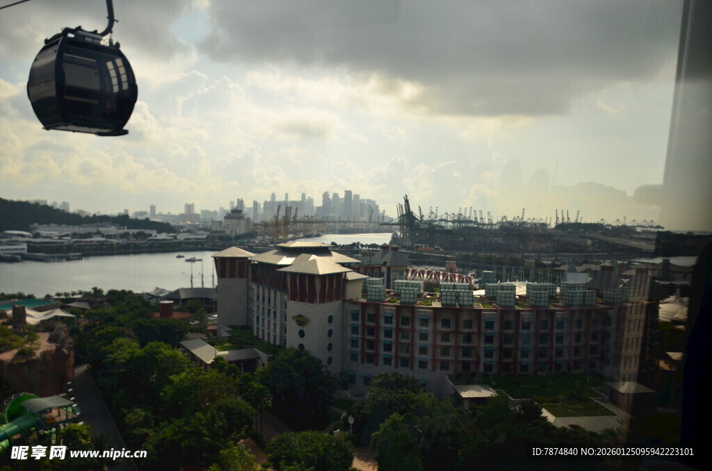 高空缆车俯瞰城市景观