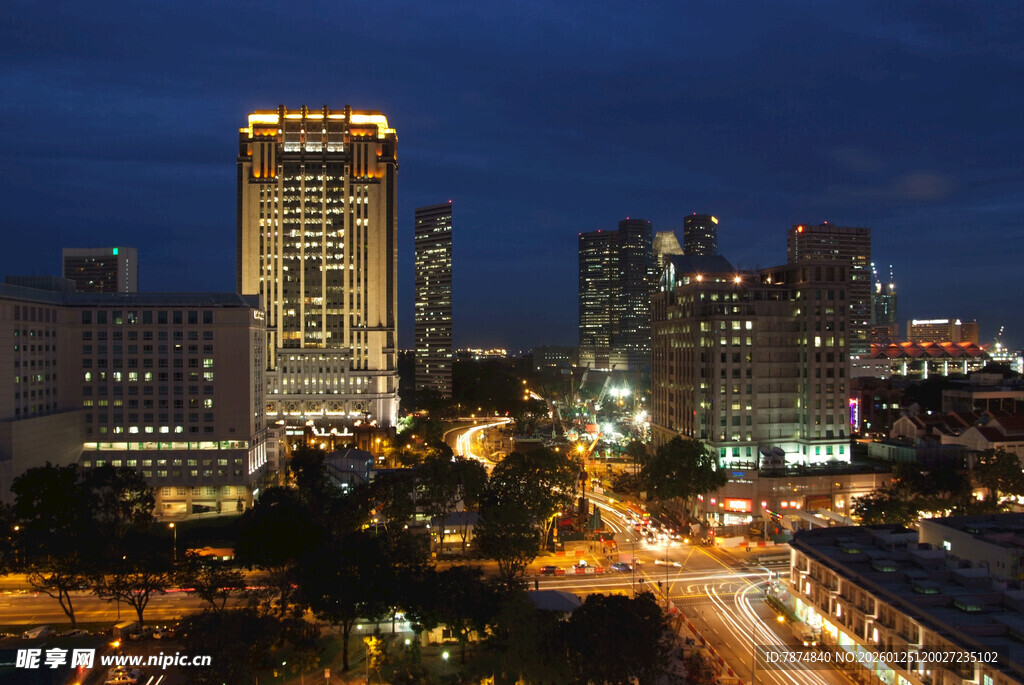 夜幕下的繁华都市景观