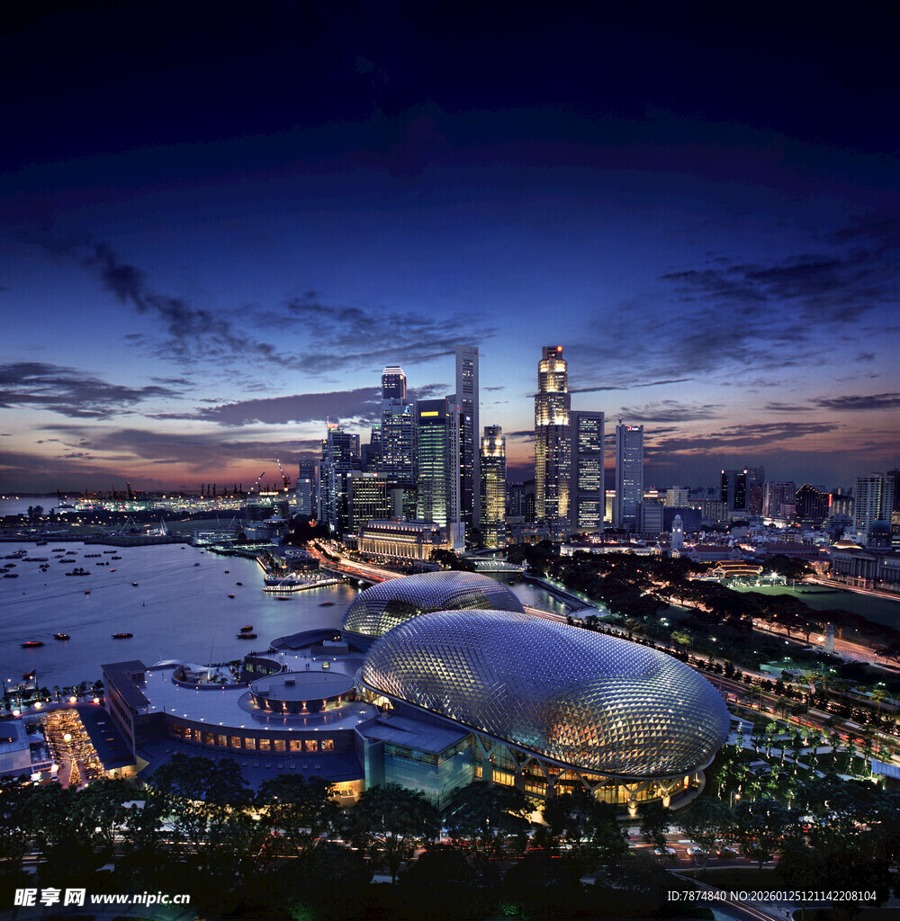 新加坡城市璀璨夜景风光