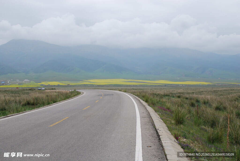 蜿蜒公路旁的壮美田园风光