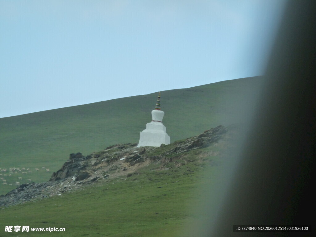 草原上的白色建筑景观