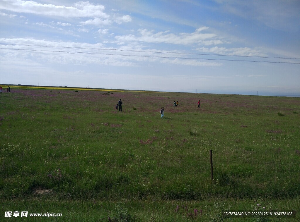 草原上的人群与开阔风景