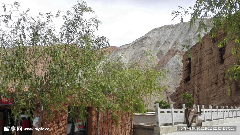 山间小屋旁的葱郁绿植