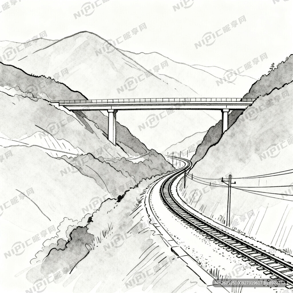 中国中铁要的画面 很淡的线条画