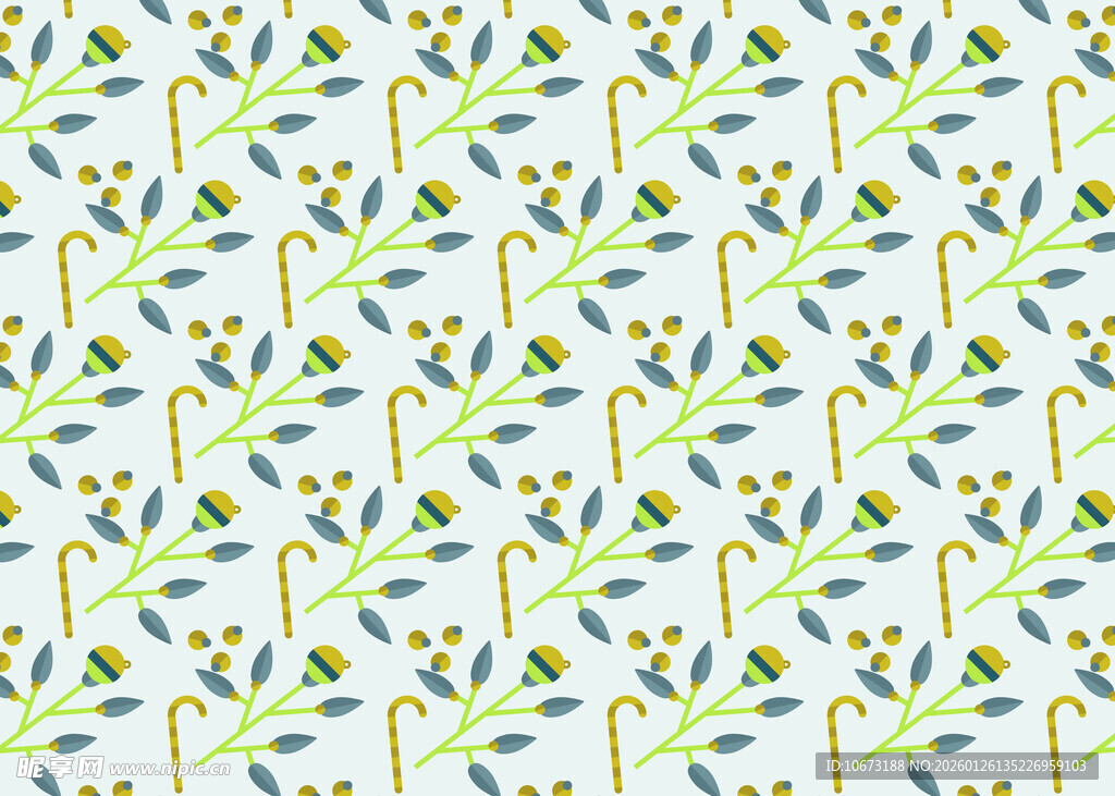 清新植物图案无缝背景