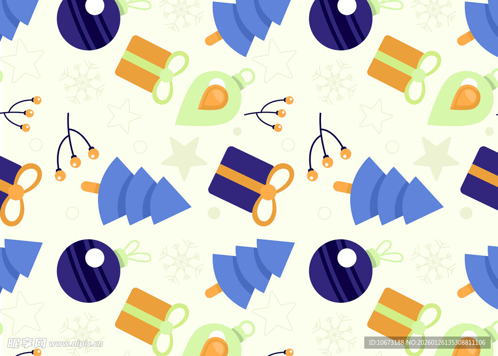 卡通元素圣诞主题无缝图案