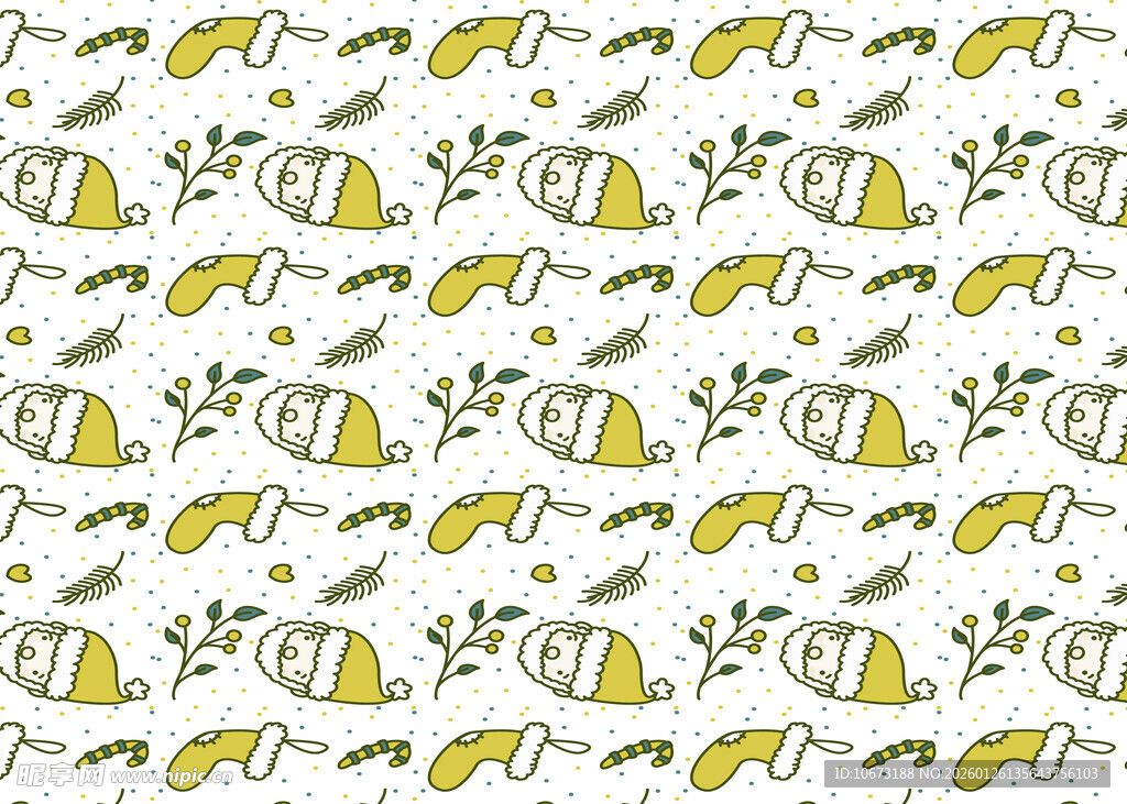 黄色小鱼植物图案背景
