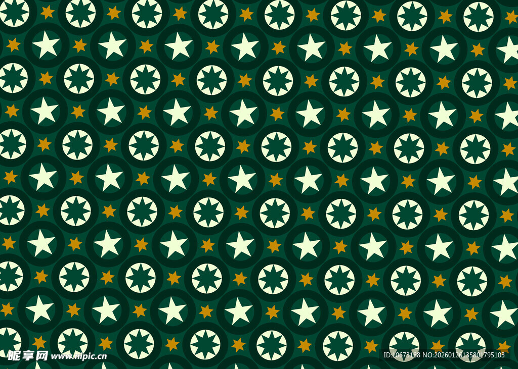 绿色底星星圆圈图案背景